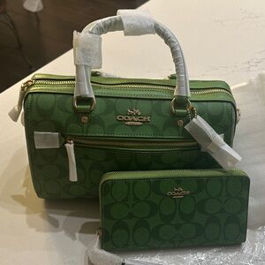 Coach Green Satchel and Wallet Set